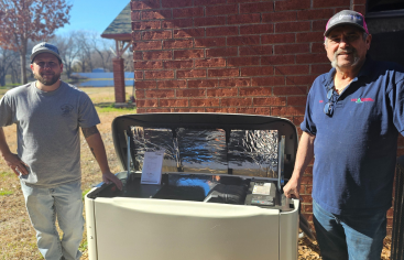 Two C&C Slab Leaks and Plumbing. Plumber s standing next to a Generac generator 